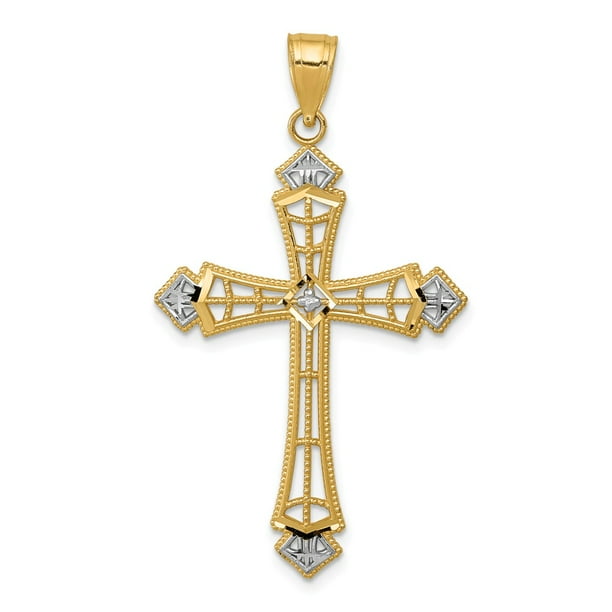 Diamond2Deal 14k Yellow Gold Diamond-cut Cross Pendant Diamond2Deal 14k Yellow Gold Diamond-cut Cross Pendant